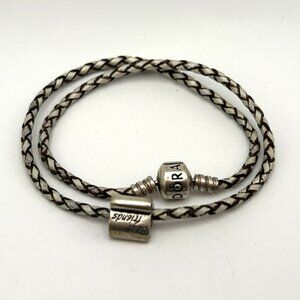 Authentic Pandora Leather Wrap Bracelet 14in Best Friends & Logo Charms 14 inch